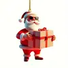 Decoración colgante de árbol de Navidad plano de acrílico transfronteriza, adornos colgantes de Papá Noel para el hogar y el coche
