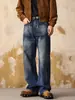 2026 Novos Jeans Masculinos Americanos High Street Desgastados Lavados Largos Retos Perna Larga Versátil Azul Sujo