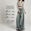 Jeans Vintage de Corte A com Pernas Largas para Mulheres Verão 2025 Novo Slimming para Formato Pera Soltos com Caimento Preguiçoso Comprimento Total
