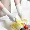 Guantes de nitrilo desechables, engrosados, duraderos y de grado alimenticio para uso en catering y cocina; impermeable, resistente al aceite y resistente a la abrasión; extra largo para lavar platos