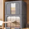 Caja de Almacenamiento para el Hogar, Gran Capacidad, Aspecto de Lino, Resistente a la Humedad, a Prueba de Polvo, para Armario, Caja para Mudanza y Organización de Dormitorio, Herramienta Mágica de Almacenamiento