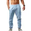Calça esportiva casual solta de algodão e linho, respirável, hip-hop, esportiva, fitness, masculina, nova tendência de verão, estilo americano, transfronteiriça