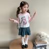 Camiseta de Manga Comprida para Meninas Primavera e Outono 2025 Novo Estilo Roupas de Outono para Crianças Roupa de Bebê Menina Super Bonita Camiseta Básica Top t