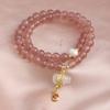 Nueva Pulsera China Cristal de Fresa Natural Doble Círculo Perla de Agua Dulce Pulsera de Cristal Mariposa Calabaza Borla Pulsera Combinable
