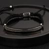 Pulseira de Corda Tecida Ajustável Hip Hop Masculina Coroa de Cobre Retrô Europeia e Americana Contas de Abacaxi de Aço Titânio Galvanizado a Vácuo