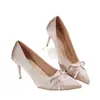 Invierno 2025 Nuevo Estilo Puntiagudos de Satén Elegantes sin Cordones Tacones Altos Directo del Fabricante Exportación Transfronteriza Zapatos de Mujer