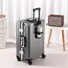 Maleta de Alumínio com Cantos em L para Porta-Copos, Envio Direto de Peça Única, para Homens, Mala de Rodinhas Feminina de Grande Capacidade com Rodas Universais, Maleta de Viagem, Bagagem de Mão