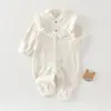 Mameluco para Bebé para Primavera y Otoño, Algodón Puro Clase A, Sin Costuras, para Bebés Niñas Recién Nacidas, Apertura Frontal, Ribete de Encaje, Ropa para Gatear
