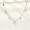 Collar de diamantes de color mixto con diseño cruzado, diseño de nicho de Instagram, forma de estrella de la suerte, cadena para la clavícula, collar de acero inoxidable chapado en oro para mujer