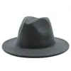Sombrero de Fieltro Grueso de Color Sólido Transfronterizo para Hombres y Mujeres Otoño e Invierno Sombrero de Jazz Retro Sombrero de Copa de Lana Europeo y Americano de Borde Plano de 7 cm para Adultos