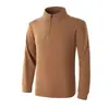 Suministro transfronterizo exclusivo de camiseta base para otoño e invierno de 300 g con cremallera media, forro polar de lana de camello antibacteriano, cuello alto, venta al por mayor desde la fábrica de origen