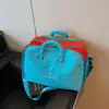 Bolsa de viaje para camping al aire libre, bolso de mano estilo montaña, gran capacidad, diseño color block, adecuada para salidas de primavera, natación y uso en el gimnasio, bolsa de almacenamiento