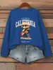 Sudadera con Estampado de Letras de Oso Guitarra Ídolo de Cuervo para Mujer, Jersey Holgado, Ropa Casual de Otoño, Cuello Redondo