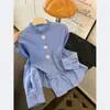 Camisa de Manga Larga a Rayas Florales Tridimensionales Azul para Mujer, Top Elegante para Figuras Pequeñas, Nuevo Estilo Primavera 2026, Camisa que Reduce la Edad