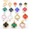 Cor Dourada 18K Conserva-Cor Trevo de Quatro Folhas Simples e Duplo Pendente Inlaid com Strass Material para Pulseira Colar Pingente Brincos DIY Acessórios