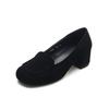 Zapatos de Tacón Alto Negros para Mujer 2025 Europeo y Americano Nicho Personalidad Diseñador Slip-on Boca Baja Tacón Medio Una Capa Zapatos de Trabajo