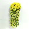 Orquídea colgante de pared violeta artificial, hortensia grande, flores artificiales, flores de plástico, flores de seda, enredadera de flores, ratán, decoración de boda para balcón