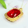 Ai Yu Joyería Estilo Francés Colgante de Vidrio Rojo Sangre de Paloma Collar Imitación Rubí Venta al por Mayor Transfronteriza Europea y Americana S5021607
