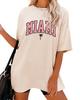 Amazon Independent Station MIAMI Camiseta feminina transfronteiriça europeia e americana com gola redonda Nova solta eBay Fun Letter Manga curta