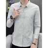 Camisa de manga larga informal de negocios de nueva moda de primavera para hombre, sencilla, fácil de ajustar, con personalidad, estampada y atractiva.