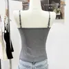 Camisola sexy de tejido cepillado de principios de otoño con encaje empalmado, top de tirantes de látex con copa fija para mujer, ajustado y que realza la figura, lencería