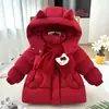 Roupa Nova de Ano Novo para Bebê, Jaqueta de Algodão com Capuz de Desenho Animado Vermelha para Meninas, Jaqueta de Algodão Quente e Aconchegante de Inverno para Meninas, Estilo Doce