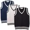 Chaleco de Punto Trenzado Multicolor Estilo Británico JK para Hombre y Mujer, Chaleco de Uniforme Escolar