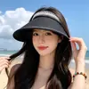 Sombrero de sol de encaje estilo coreano con parte superior abierta para mujer, sombrero de sol de paja de ala ancha para salidas a la playa en verano, sombrero versátil con protección UV