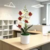 Planta en maceta simulada de Orquídea Phalaenopsis de 5 flores, Flores artificiales para decoración del hogar y la oficina, Arreglo de escena, Accesorios de vegetación para fotografía