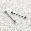 Aleación de Titanio G23 1.2 mm Bola Redonda de Doble Punta Clavo de Lengua con Diente Interno Varilla de Puente de Oreja de Lengua Decoración de Lengua Piercing F-136 Titanio Rosca Interna