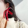 Atmósfera de Año Nuevo Ankesela Cinta de Cristal Rojo Aretes de Lazo Aretes de Celebridad de Internet Reductores de Edad con Temperamento Venta al por Mayor