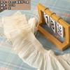 Accesorios de encaje plisado de gasa puño de perla cuello falda tela extendida gasa de encaje dobladillo de vestido blanco