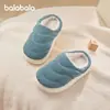 Chinelos de Algodão Balabala Kidsren com Salto para Meninos e Meninas Forrados com Lã e Espessados Sapatos de Algodão para Bebê Quentes para Outono e Inverno Sapatos de Casa Internos