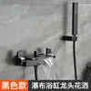 Grifo de cascada para bañera de cobre completo, salida lateral de cilindro a la pared, caliente y frío, baño, flujo grande, grifo de bañera empotrado en la pared
