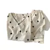 Tiro real de fábrica original serie de algodón nube de verano con cuello en V conjunto de traje de manga corta conjunto de pijama para mujer ropa de casa