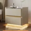 Mesa de Cabeceira Inteligente Simples Moderna para Quarto de Casa Armário de Cabeceira Minimalismo Italiano Multifuncional Armário de Armazenamento de Cabeceira em Madeira Maciça