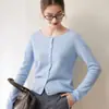 Cárdigan 100% Cachemira Pura para Mujer Cuello Redondo Básico Holgado Adelgazante Textura Suave Elegante Versátil Adorno de Volantes Tejido