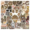 50 Adesivos de Caderno Estilosos com Estampa de Leopardo de Desenho Animado para Decoração e Layout de Capas de Celular de Laptop Adesivos à Prova d'Água Atacado