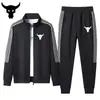 Popular Europeu e Americano Masculino Roupas Esportivas e de Lazer Moda Cruzada Primavera e Outono Conjunto de Duas Peças com Cardigan de Gola Alta e Calças