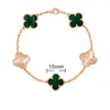 Pulsera de Trébol de Cuatro Hojas y Cinco Flores CNC Oro V Delgado Flor Nueva Edición Artesanía Fina Cadena Gruesa de Nueve Secciones Pulsera de Trébol de Cuatro Hojas de Nácar Blanco Natural