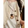 Collar Largo Tejido Étnico Estilo Chino Vintage para Mujer, Estilo Bohemio de Alta Gama, Combina con Accesorios Old Money