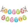Nuevo Set de Decoración para Fiesta de Pascua: Guirnalda de Conejos y Huevos, Pancarta Espiral de Fondo de Pascua y Decoraciones Colgantes