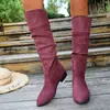 Em estoque acumulado novas botas femininas Tamanho de bota Europeu e Americano Comprimento Outono e Inverno Cano Atacado Cano Alto Joelho grande não ultrapassa Botas de couro Transfronteiriças Branco