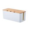 Caja de Gestión de Cables a Prueba de Polvo con Cubierta de Bambú Placa de Enchufe Caja de Almacenamiento Caja Organizadora de Cables