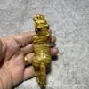 Yiming Xianyuan Adornos Pequeños de Seda Dorada Nan Tigre Madera Maciza Juguetes de Mano Piezas de Mano Juguetes de Disco Portátiles Artesanías de Madera