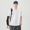 Camisa Polo de hombre de verano con textura gris oscuro, estilo business casual, corte holgado, camiseta de manga corta de alta gama, venta al por mayor de ropa para hombre