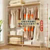 Guarda-Roupa Aberto Estilo Moderno Meio do Século Prateleira de Armazenamento Closet Prateleira Cabideiro de Chão Guarda-Roupa de Quarto Prateleira de Roupeiro