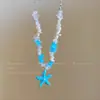 Collar de Cuerda Trenzada con Piedra Pequeña para Mujer, Cadena para Clavícula Estilo Chino Nuevo Retro, Accesorio Largo Colgante para el Cuello con Manchas