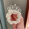 Tiara de Coroa de Pérolas Artificiais para Crianças Headwear Corda de Cabelo de Princesa Fofa Bola de Meninas Tiara de Cabelo Corda de Cabelo Acessórios de Cabelo