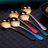 Cuchara Pequeña de Acero Inoxidable de Celebridad de Internet de Fábrica Cuchara de Sopa para el Hogar Creativa Linda Estilo Coreano Mango Largo Cuchara de Comedor para Niños